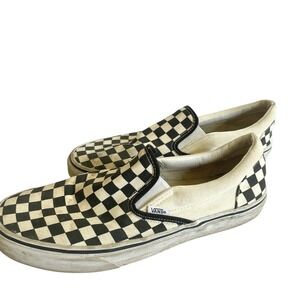 Vans Classic Slip On Checkerboard Black White Canvas Skate Shoes Mens Size 10